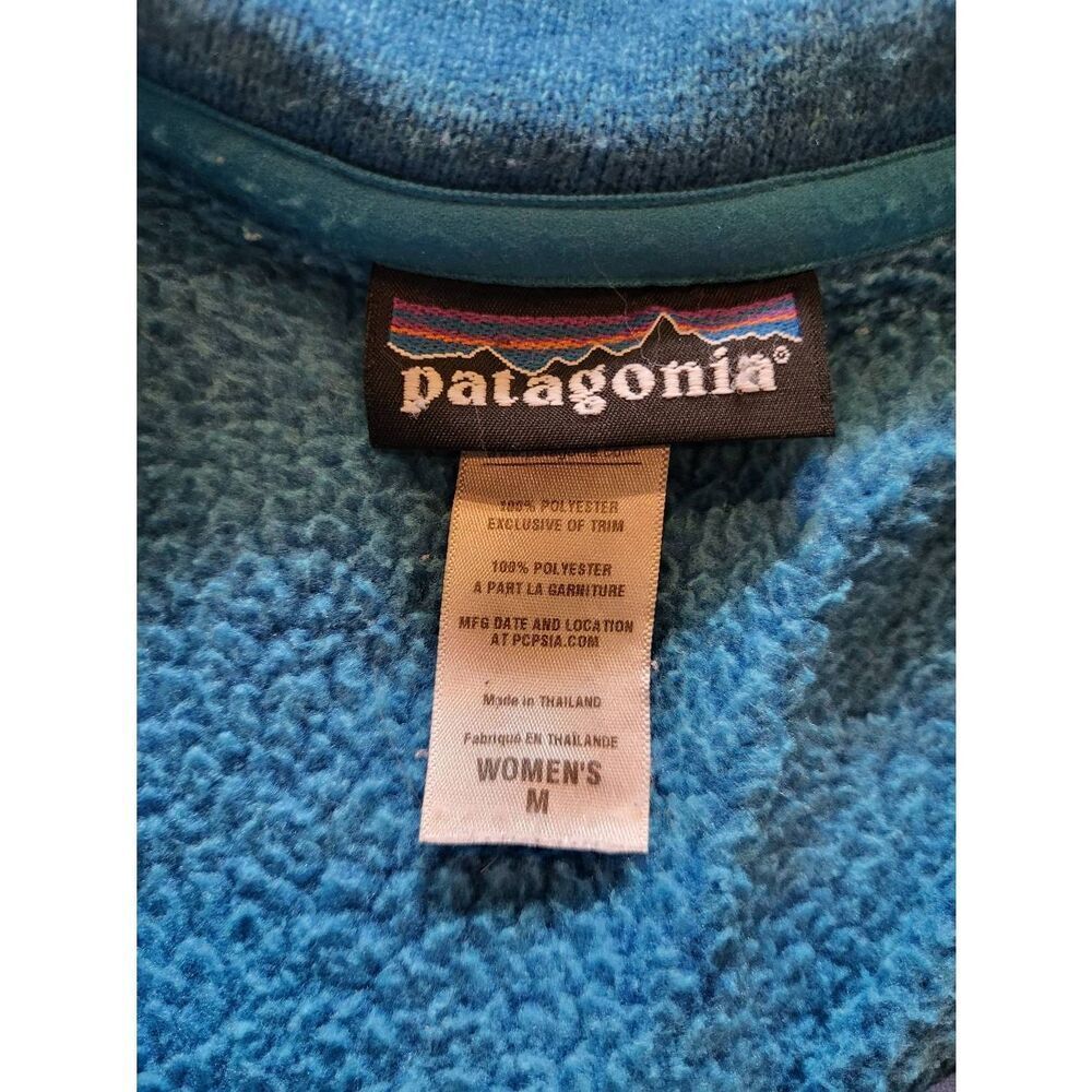 Patagonia Jacket Women's Medium Bright Blue Knit Fleece Zip Up Hiking Outdoors - Picture 4 of 4
